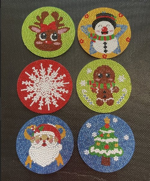 Diamond Art: Christmas Coasters, Set of 6 (#1)